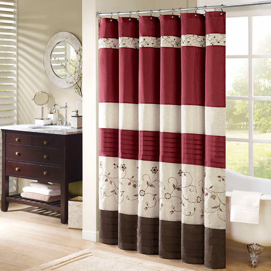 Floral Fabric Shower Curtain 72x72 Fine Pleated Details