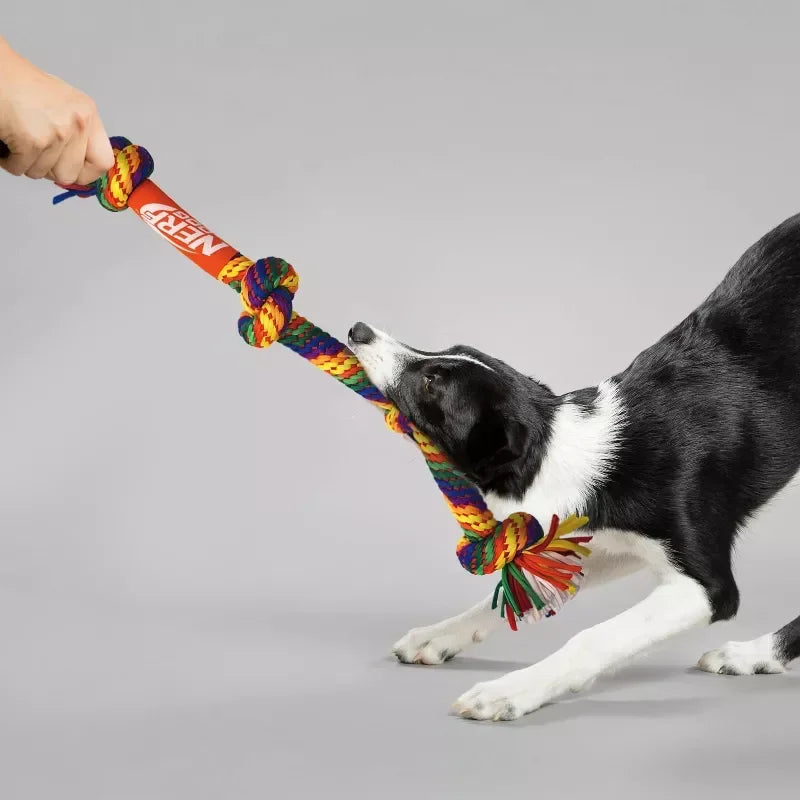 24 Inch T Shirt Rope Dog Toy Four Knots Tug of War Bright