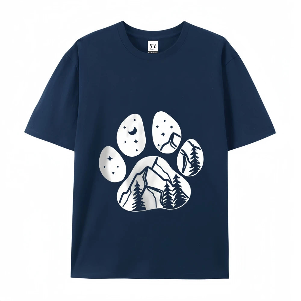 90s White Short Sleeve Y2K Harajuku Graphic Tee Women Dogs Paw Print Mom