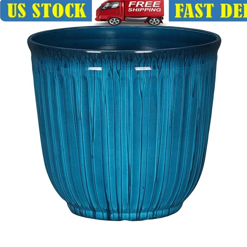 Recycled Plastic Round Planter With Drainage Holes Indoor Outdoor For Succulents