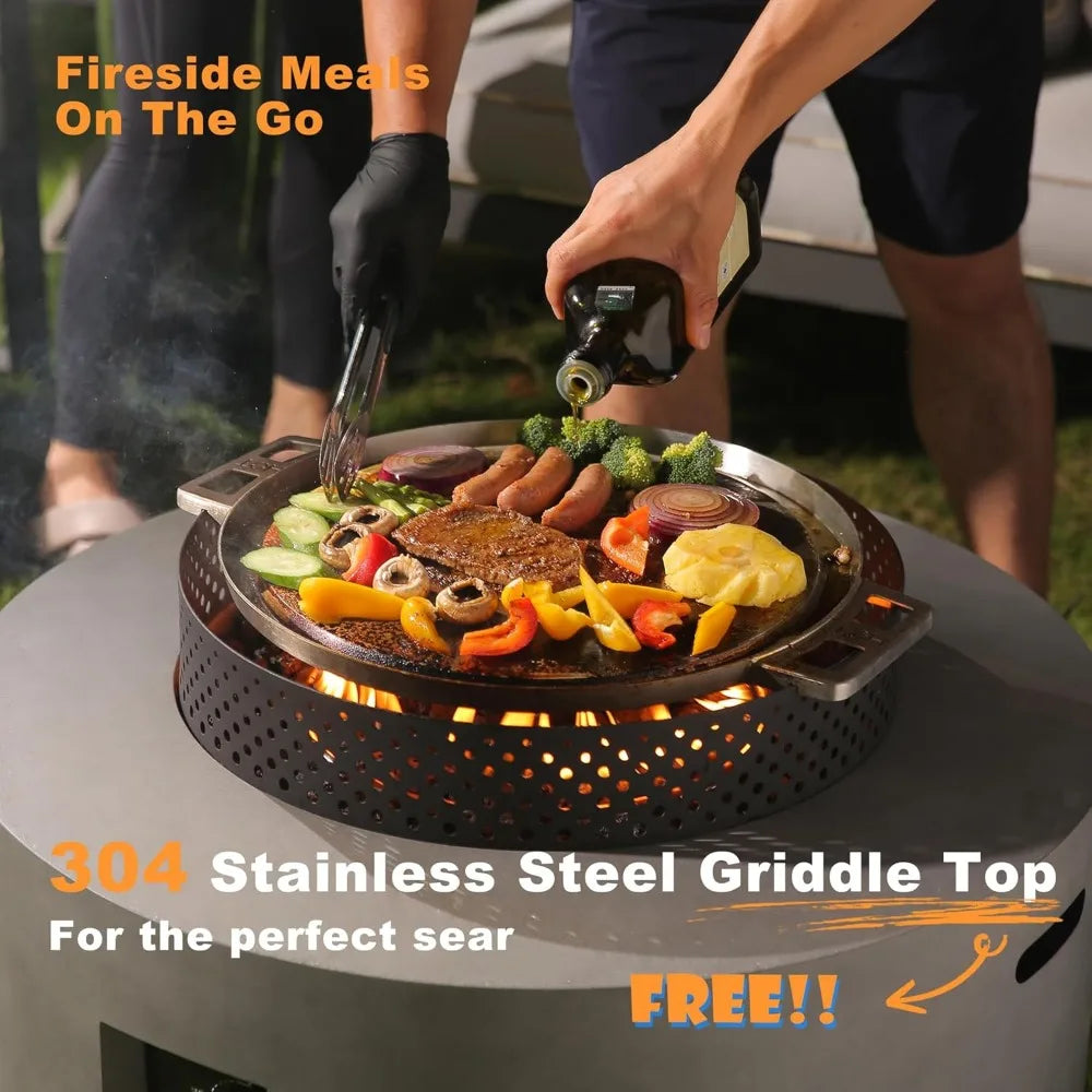 32 Inch Fire Pit Table 3 In 1 65000 BTU Round Gas Firepit