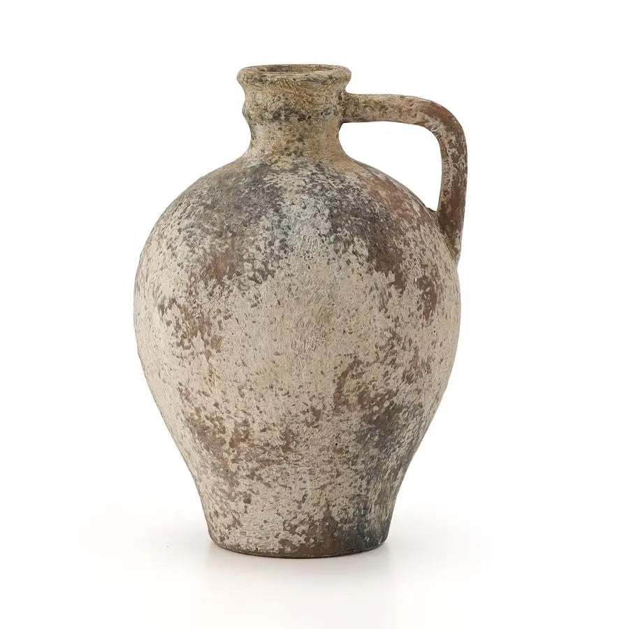 Rustic Ceramic Farmhouse Vase 8.25 Inch Terracotta Handle Vase Living Room Decor