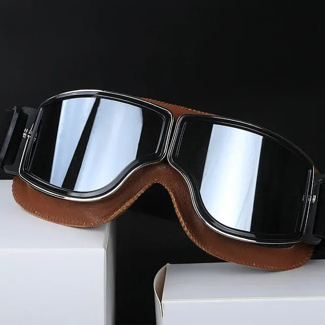 Motorcycle Glasses Windproof Leather Retro Sunglasses Universal Folding Frames