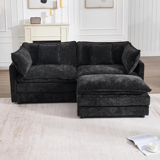 70 Inch Modular Sectional Sofa Modern L Shaped Cloud Couch 3 Seater With Ottoman