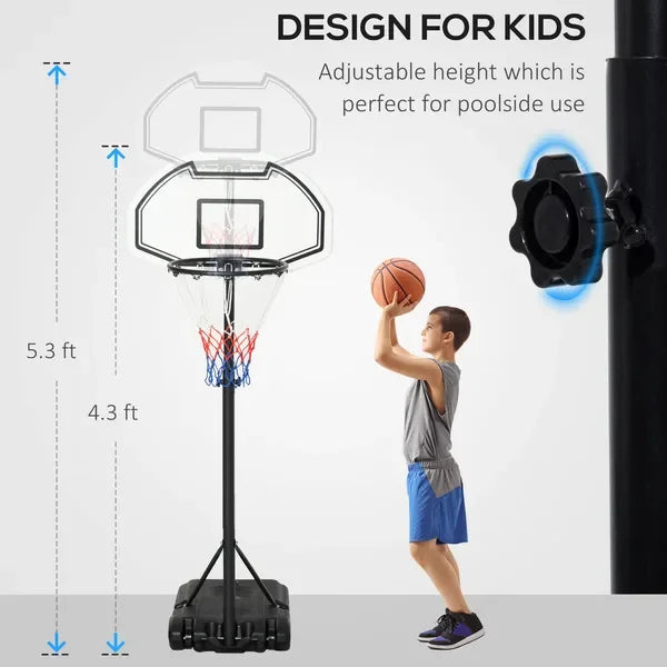 Aosom Height Adjustable Basketball Hoop Portable Stand 30 Foot Backboard