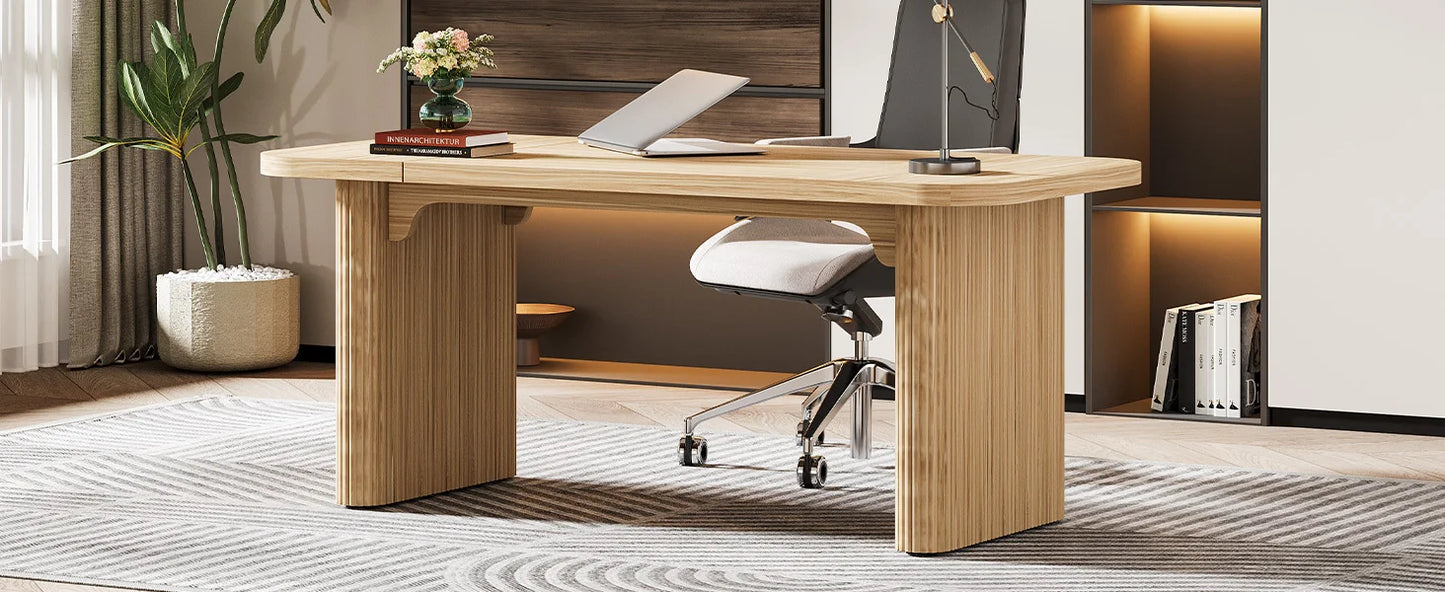 78 Inch L Shaped Desk Modern Executive Desk With Cabinet