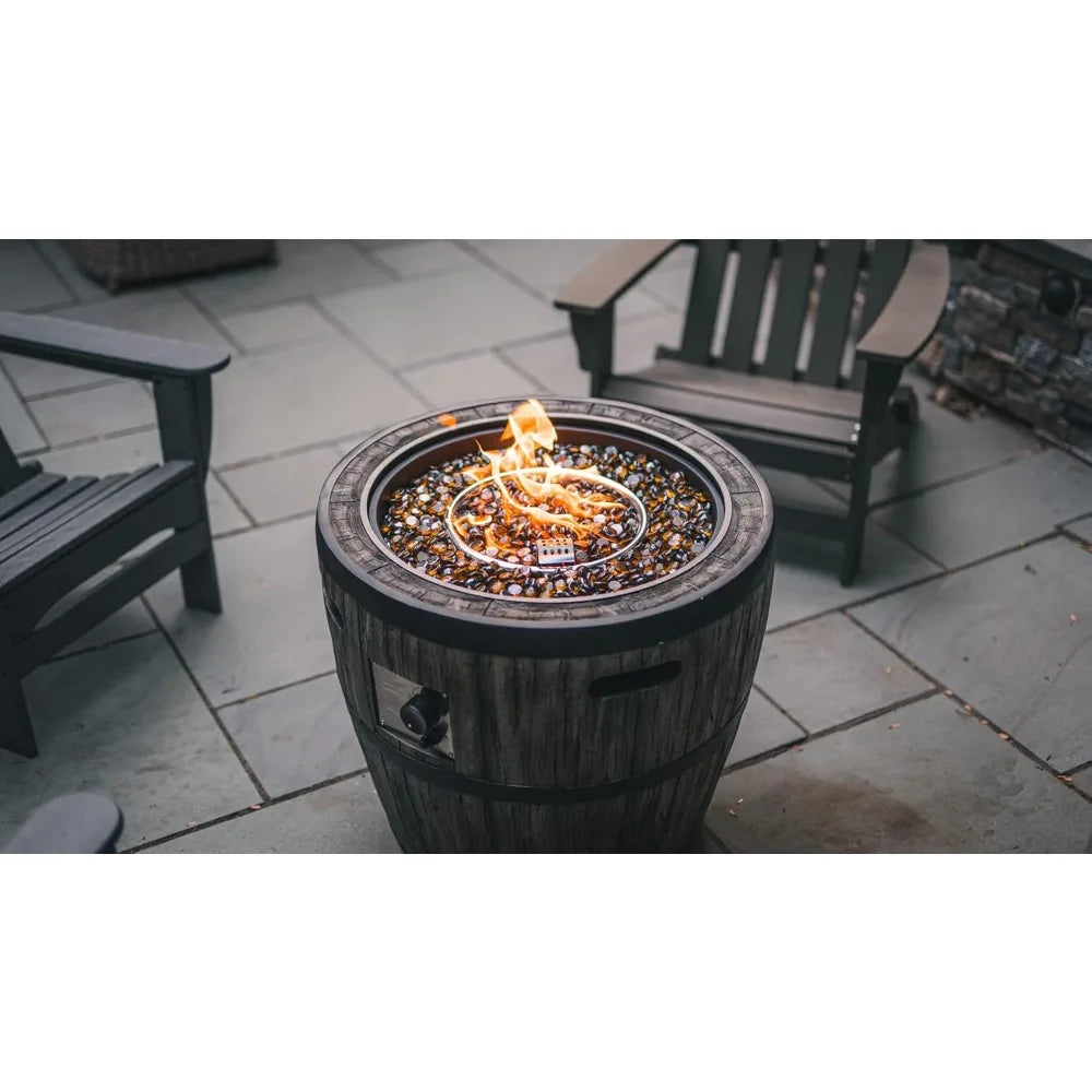 Outdoor 27 Inch Wine Barrel Gas Fire Pit With Glass FP0121P