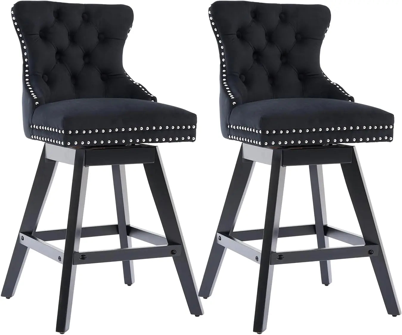Modern Velvet Counter Height Bar Stools Set Of 2 With Back