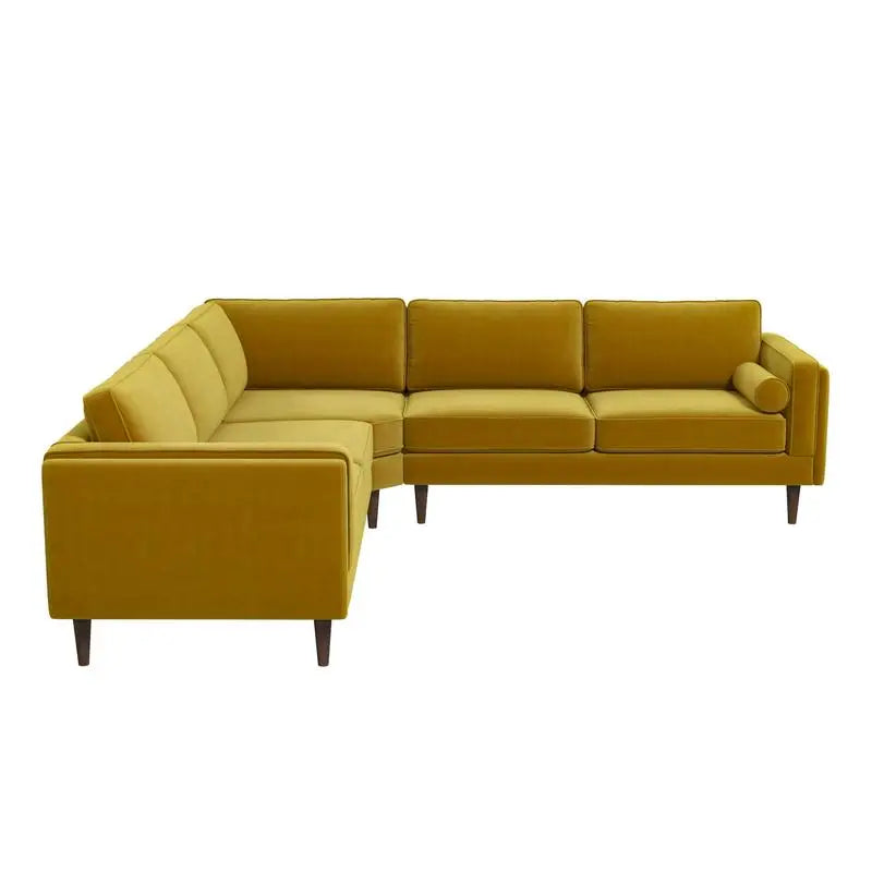 Amber Yellow Velvet Corner Sectional Sofa For Living Room