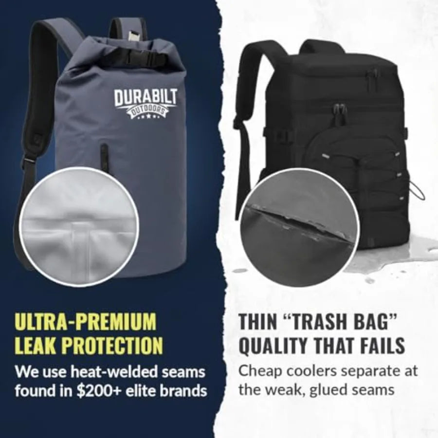 Backpack Cooler Insulated Waterproof 24 Cans Leak Proof Soft Sided Roll Top Sack
