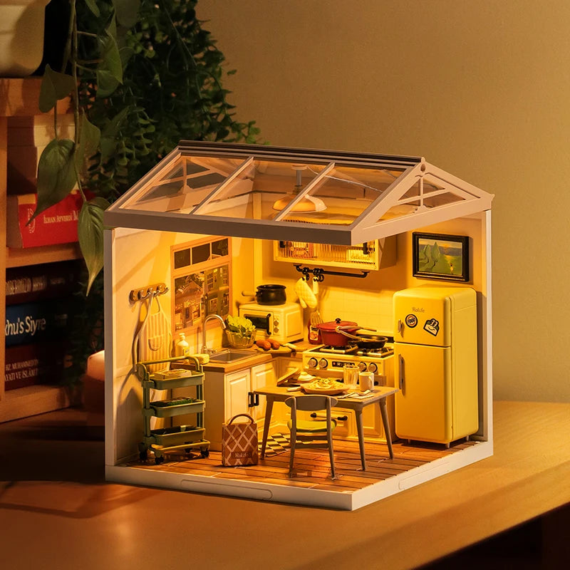 Robotime Rolife 3D Puzzle Happy Meals Kitchen Miniature House Kit