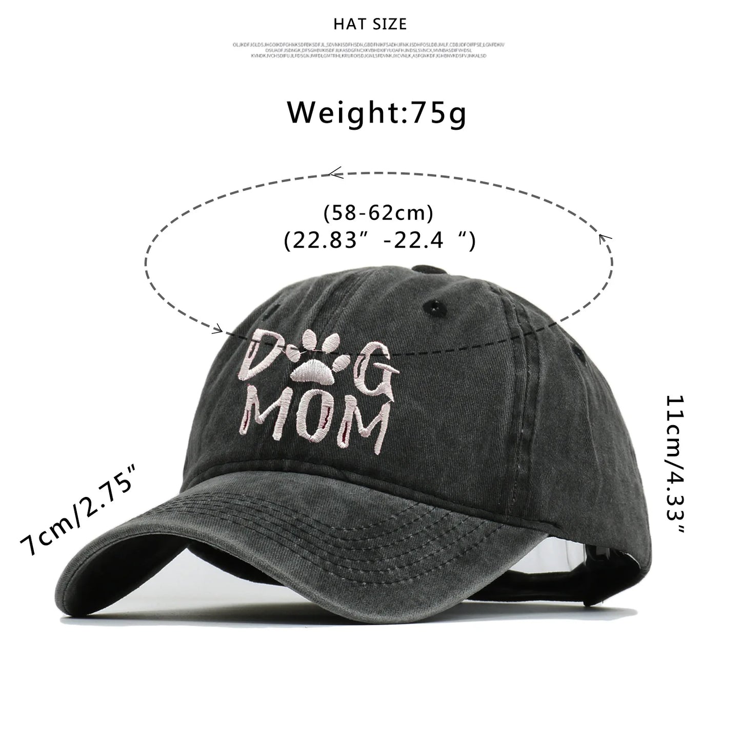 Embroidery Dog Mom Hat Cotton Washed Baseball Cap Unisex Outdoor Snapback Y2K