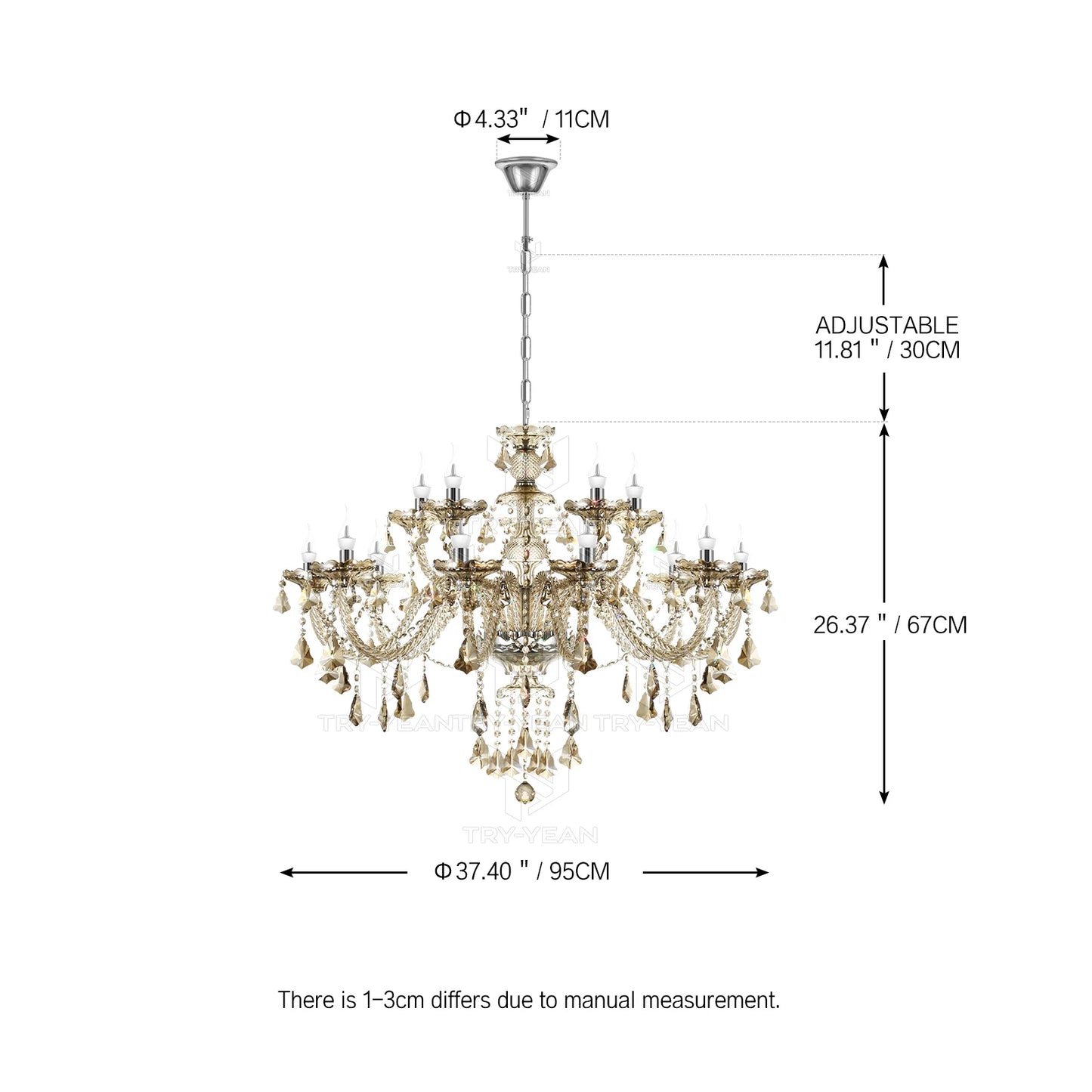 15 Arms Crystal Chandelier Pendant Lighting E14 Modern K9 Glass Fixture for Bedroom Living Room Corridor Hall