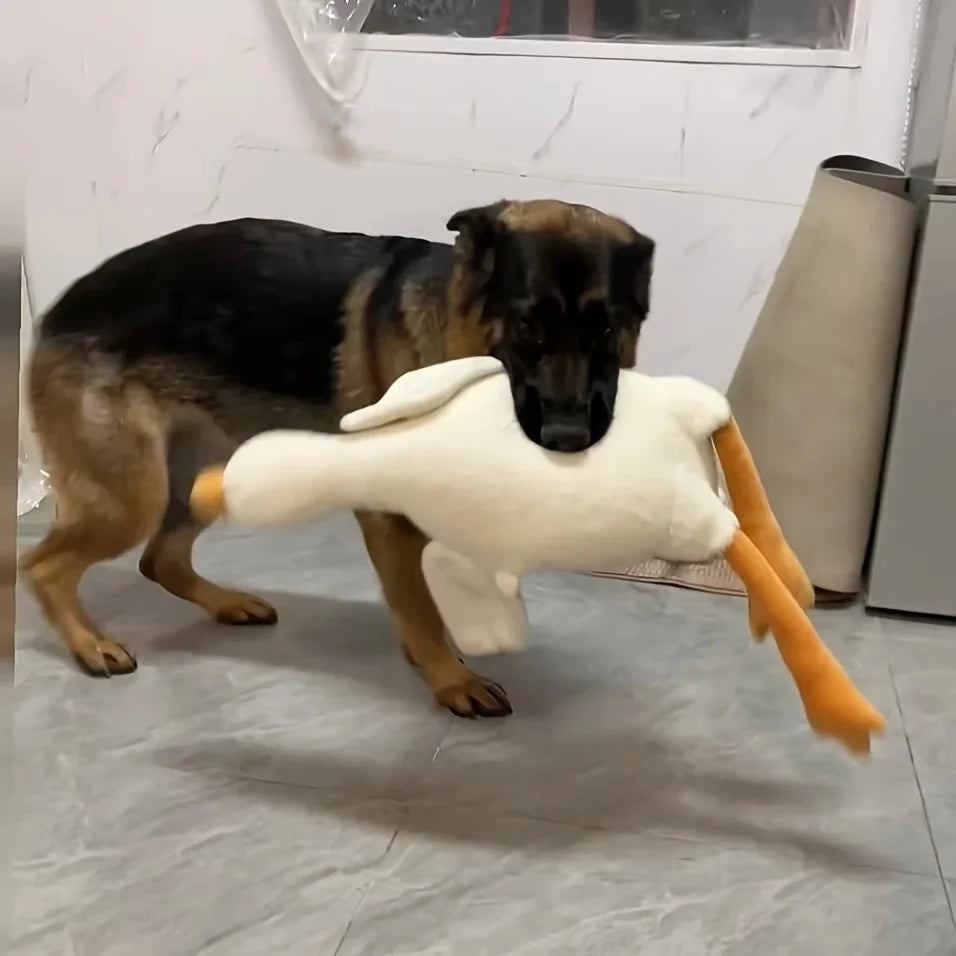Large Plush White Duck Dog Toy Realistic Goose Design Chew And Play
