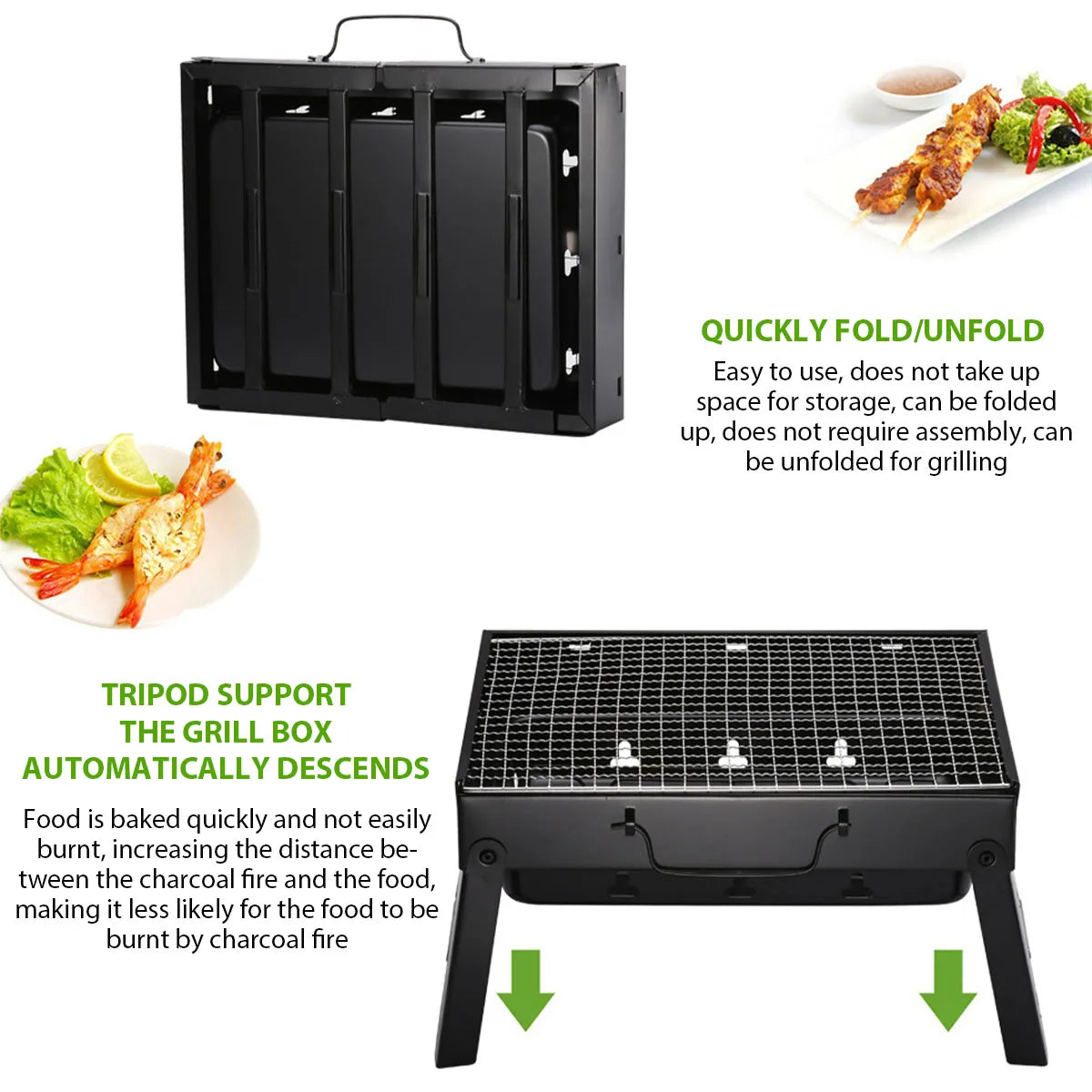 Portable BBQ Charcoal Grill Stainless Steel Mini Tool Kit for Outdoor Cooking Camping Picnic Beach