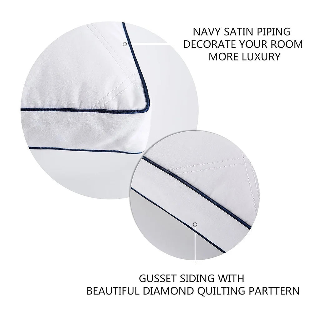 King Size Hypoallergenic Pillow Set of Two Goose Feather Down Filling Soft Plush Support for Back and Side Sleepers