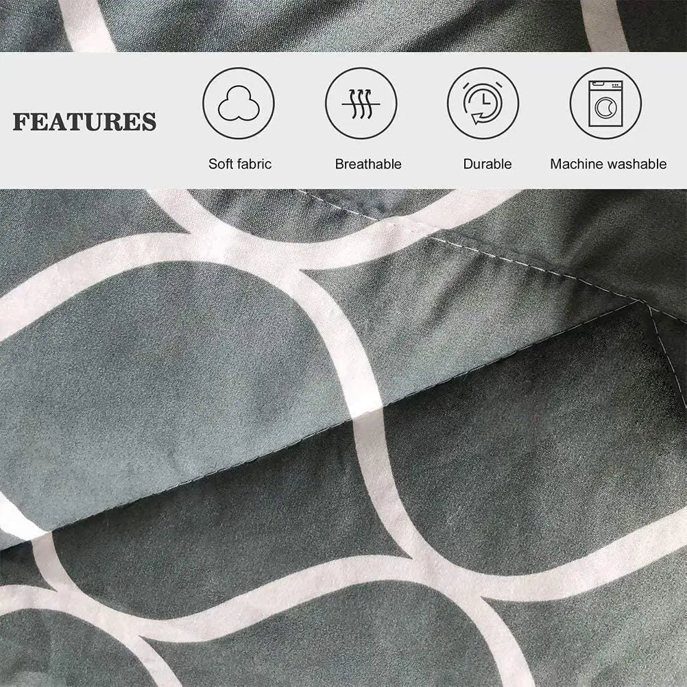 2 Pieces Gray Geometric Polyester Twin Bedding Comforter Set