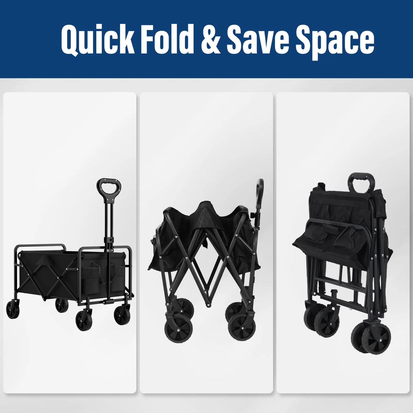 Eco Friendly Garden Handcart with Four Foldable Wheels