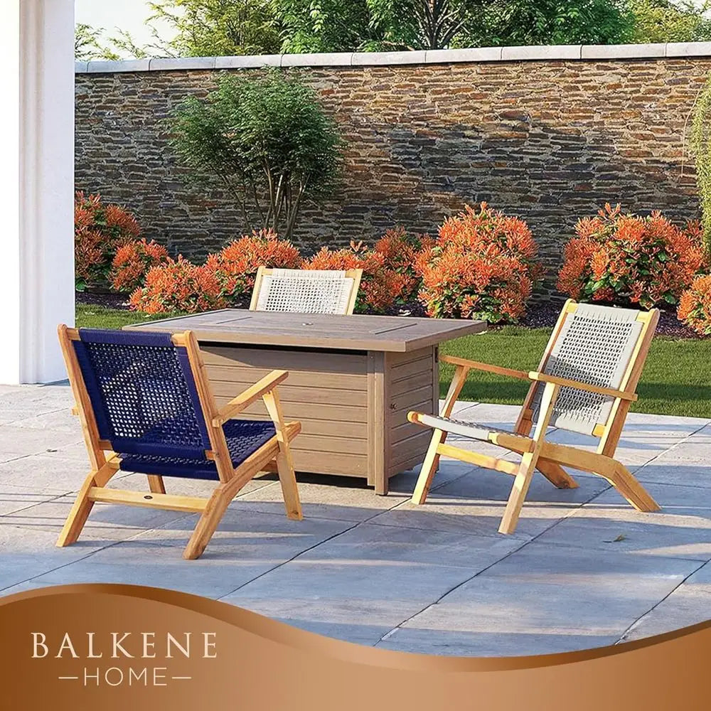 Natural Stain Acacia Wood Outdoor Armchair With Hand Woven Seat Century Design