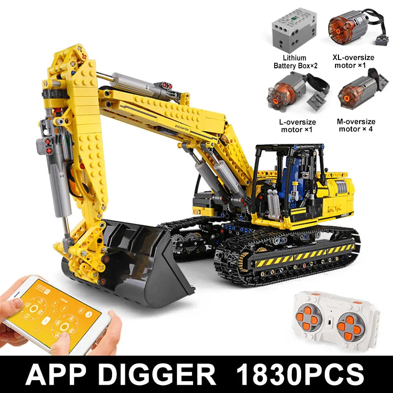 Mould King 13112 Motorized Excavator Building Block With Remote Control