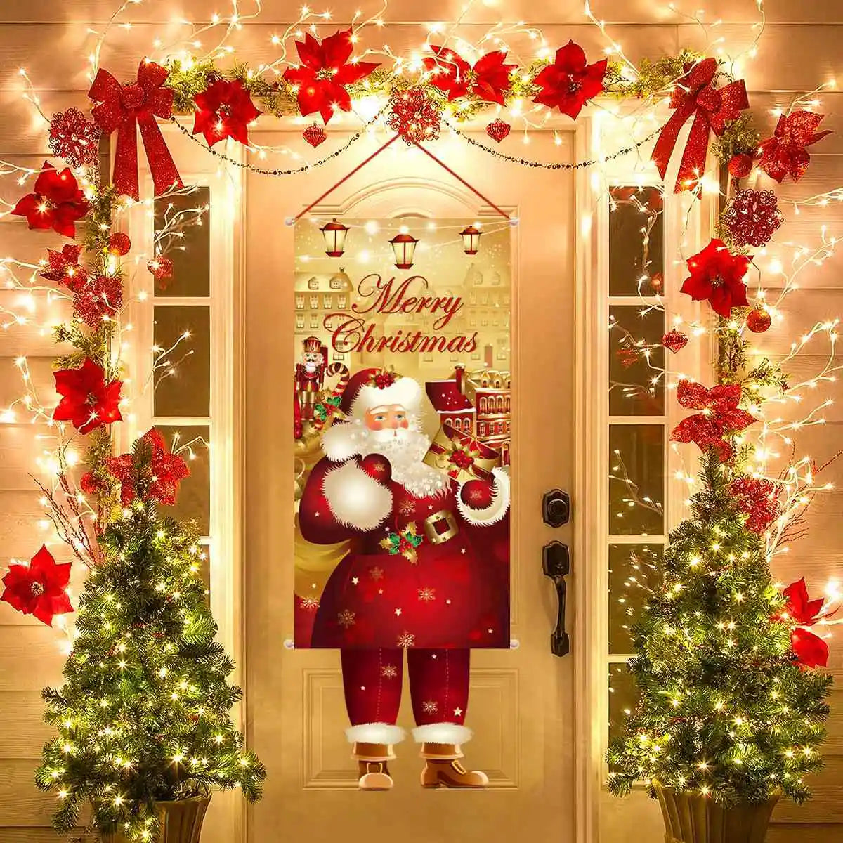 2025 Christmas Hanging Flag Banner For Door Decorations