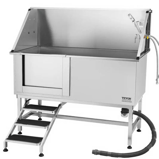 62 Inch Stainless Steel Dog Grooming Bath Tub With Stairs And Filter