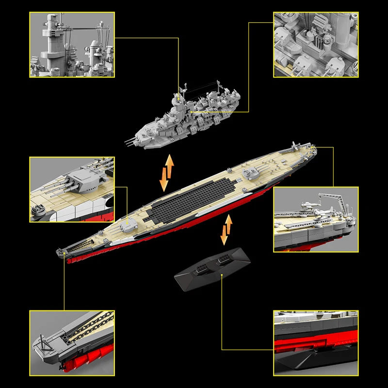 WW2 USS Missouri 1 To 300 Battle Ship Building Blocks Model Desk Ornaments