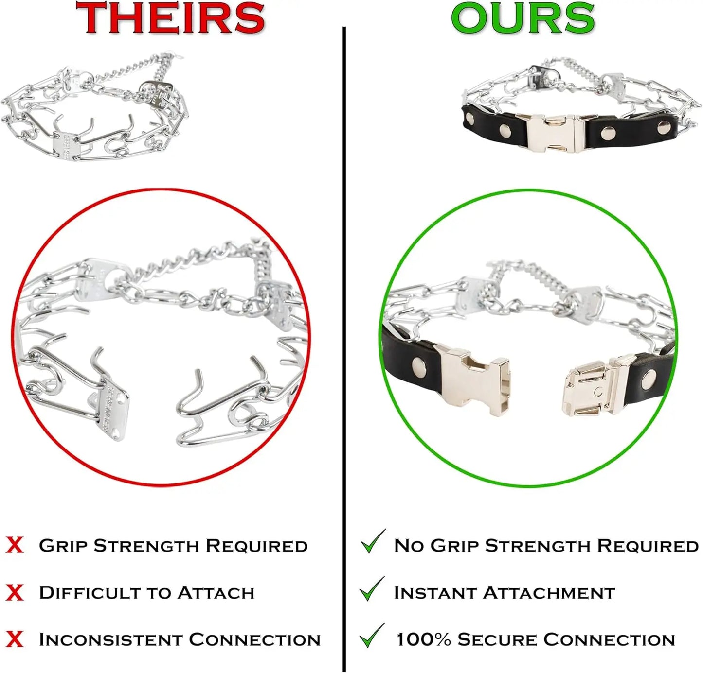 German Made Prong Dog Collar With Quick Release Buckle 4.0mm XL 26-31in