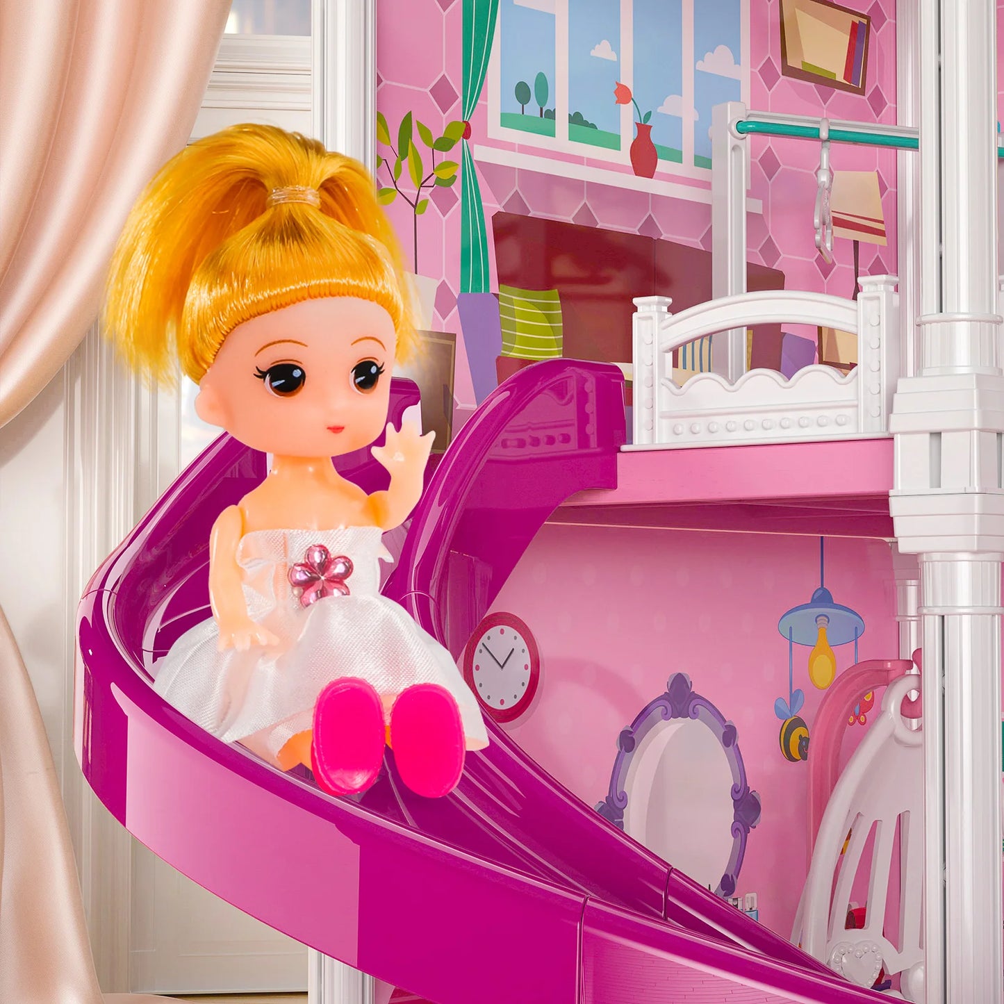 Pretend Play Villa Doll House 12 Rooms With 2 Dolls Gifts