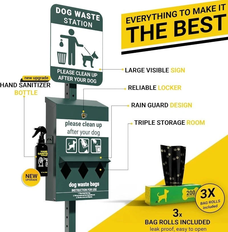 Glow In The Dark Pet Waste Station With Pedal And 50 Liners