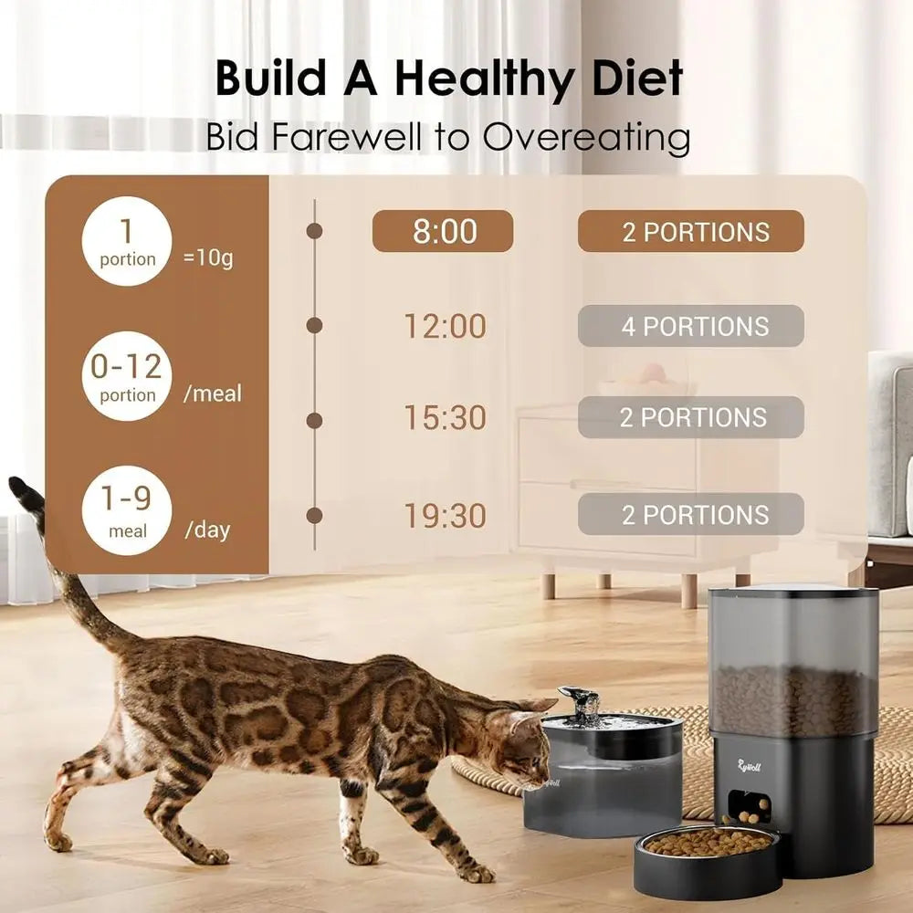 Automatic Pet Feeder And Water Dispenser 3L 2.5L With LCD Display