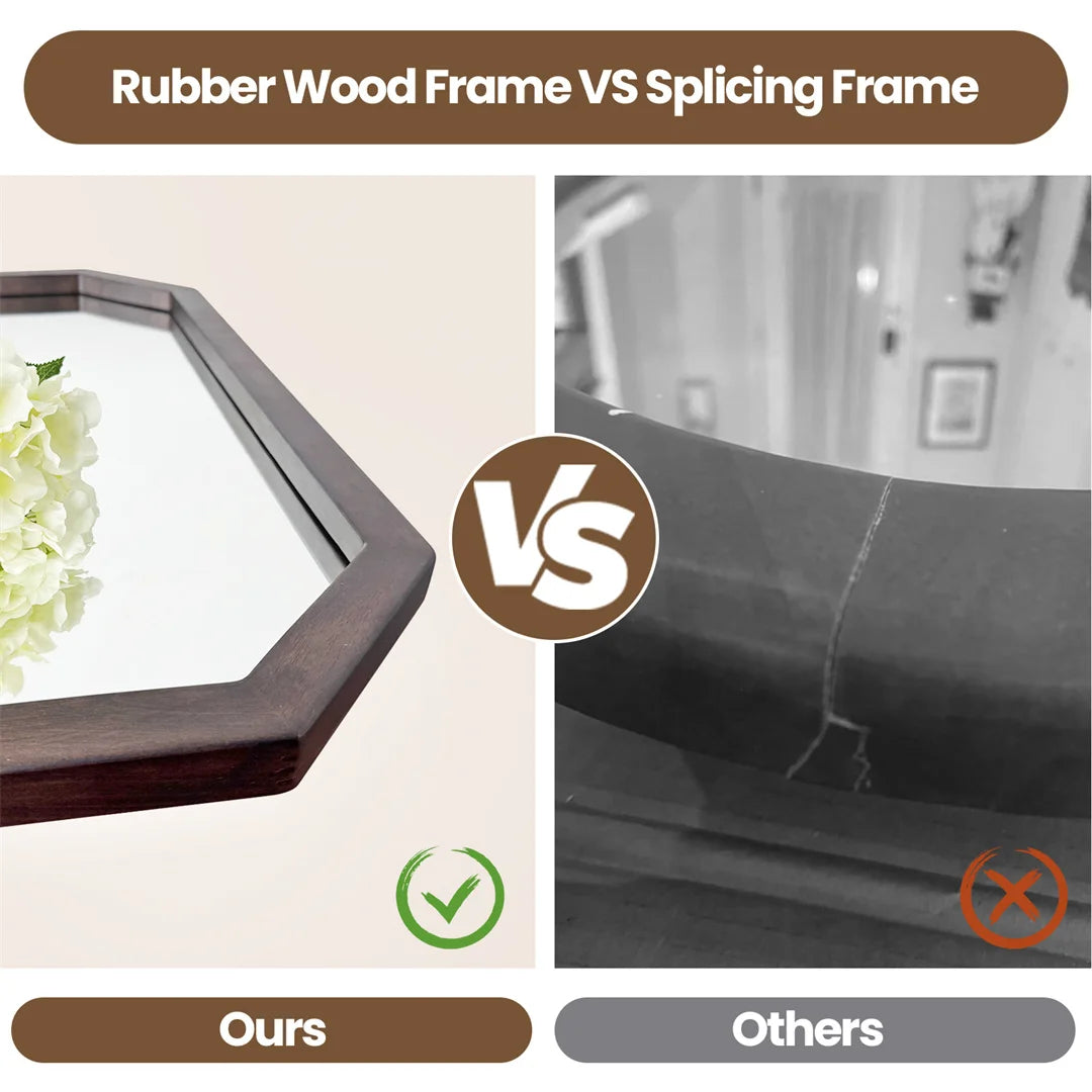 LUVODI Wall Mounted Decorative Mirror with Black Walnut Wood Frame for Living Room and Entryway