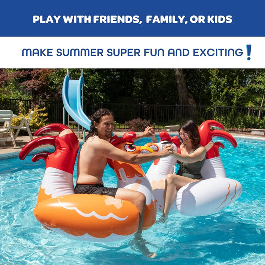 Inflatable Chicken Fight Pool Game Two Giant Ride Ons for Outdoor Summer Fun