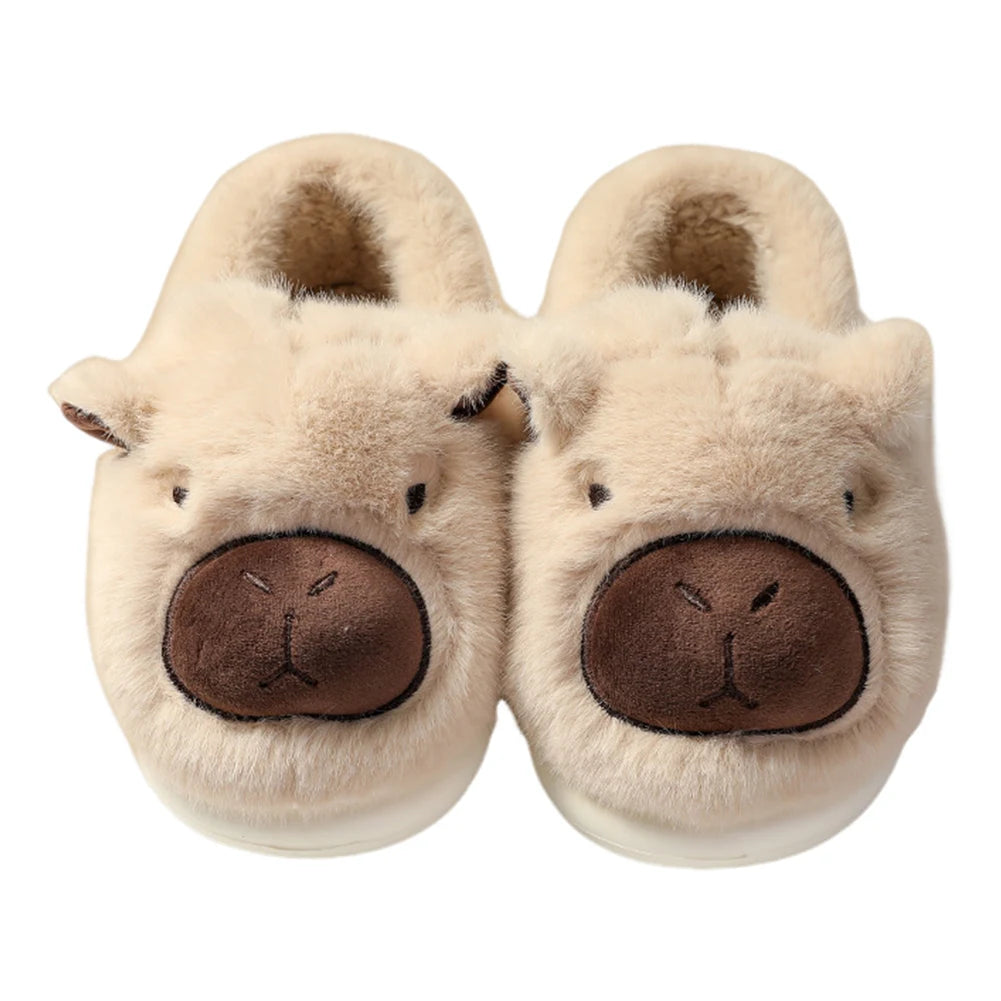 Plush Capybara Slippers Closed Toe Thermal Home Slippers For Men Women Non Slip
