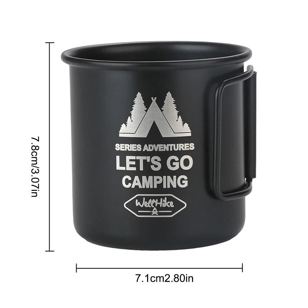 300ML Titanium Camping Mug Foldable Handle Portable