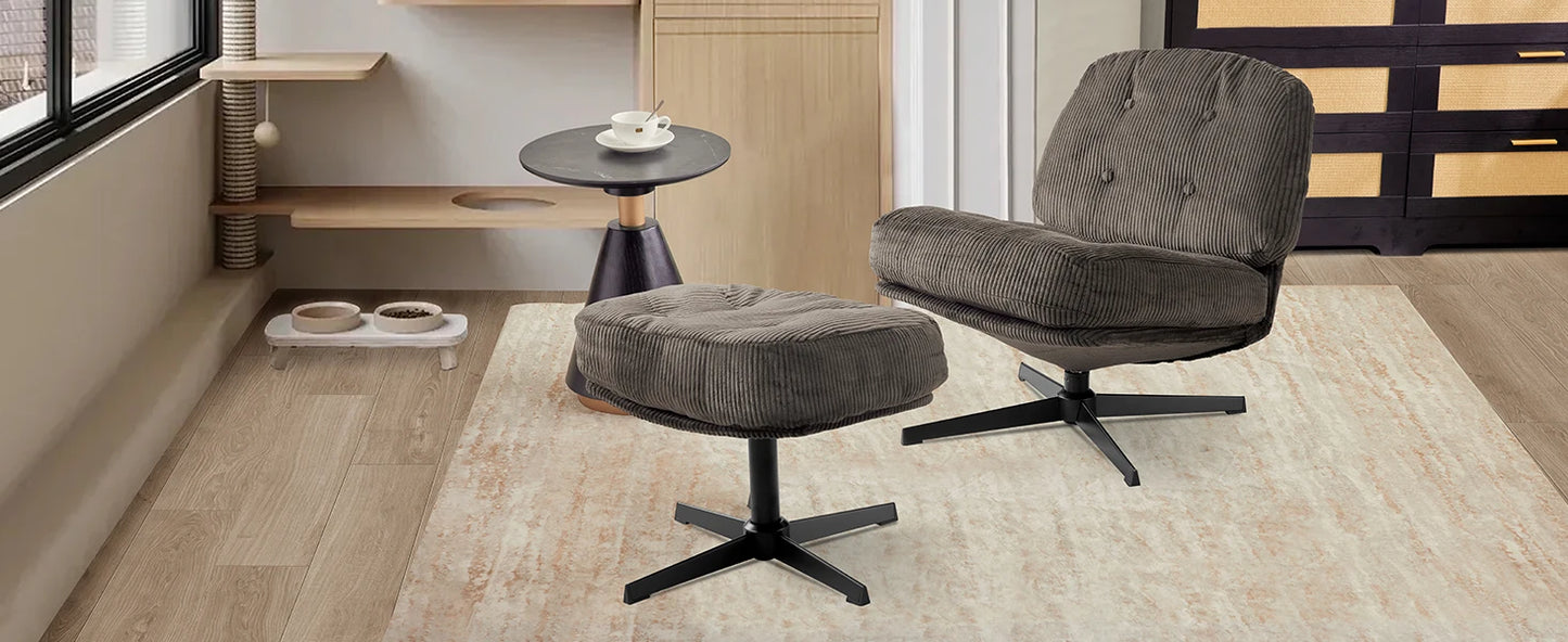 Redlife Foldable Accent Chair 360 Degree Swivel Tufted Upholstered Living Room