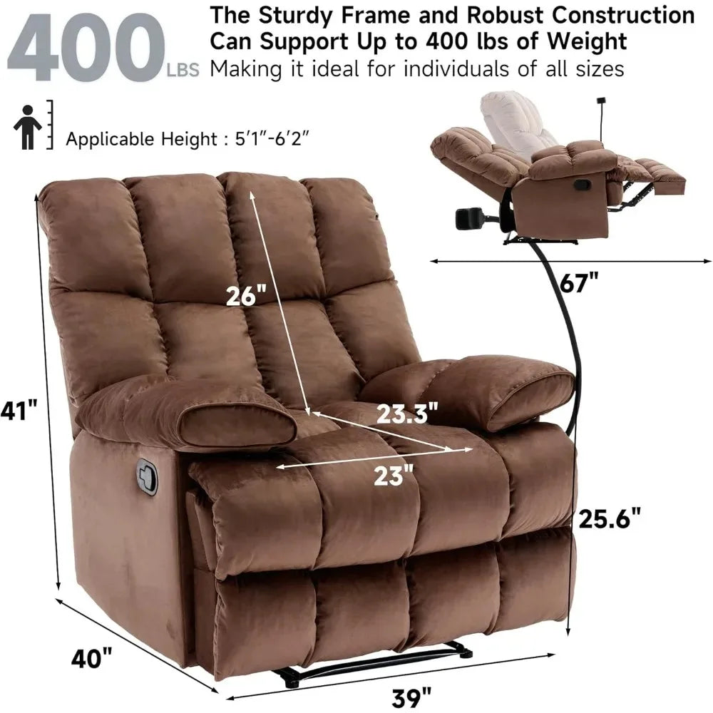Oversized Velvet Recliner Chair For Adults 400 Lbs Extra Wide And Tall