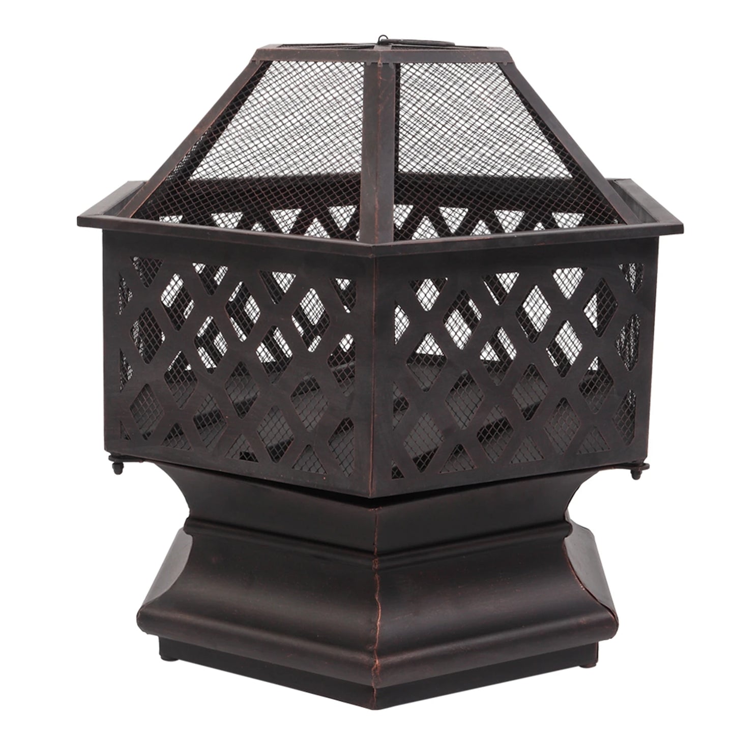 22 Inch Hexagonal Iron Brazier Wood Burning Fire Pit
