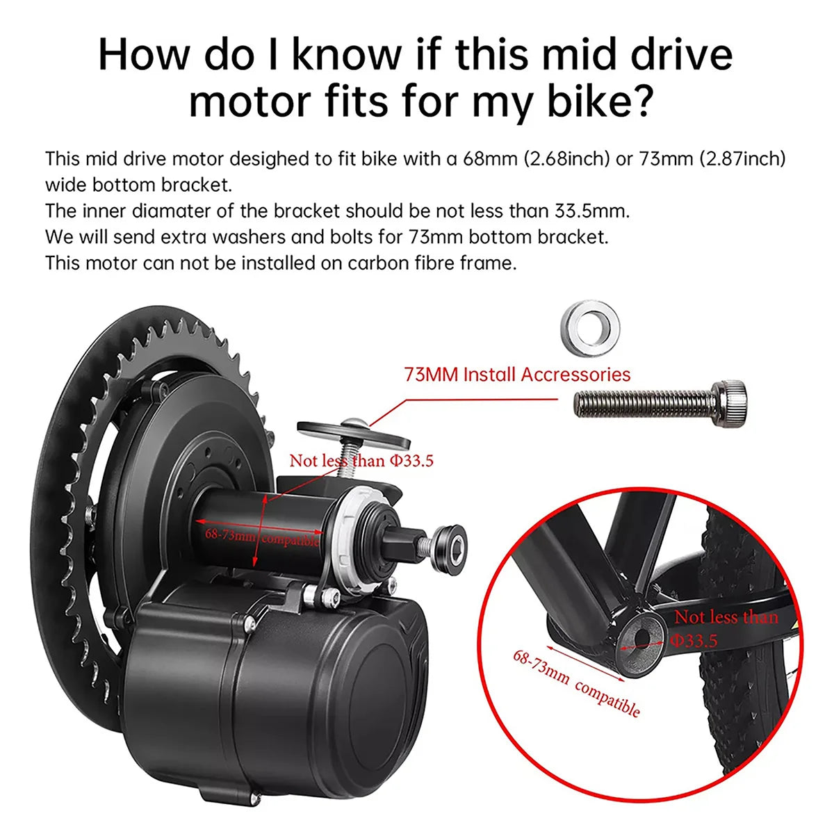 Tongsheng Mid Drive 52V 500W TSDZ2B E Bike Conversion Kit