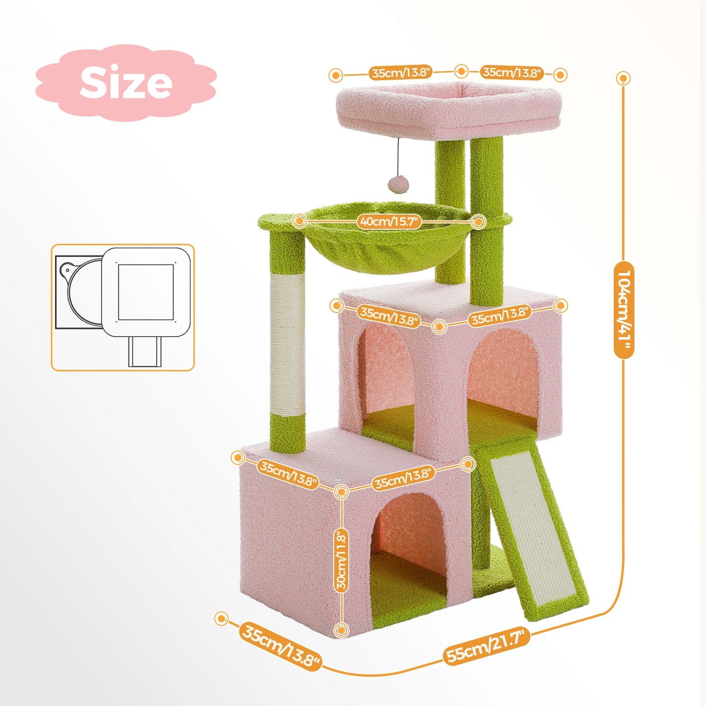 Large Indoor Cat Tree Tower With Four Levels And Two Condos