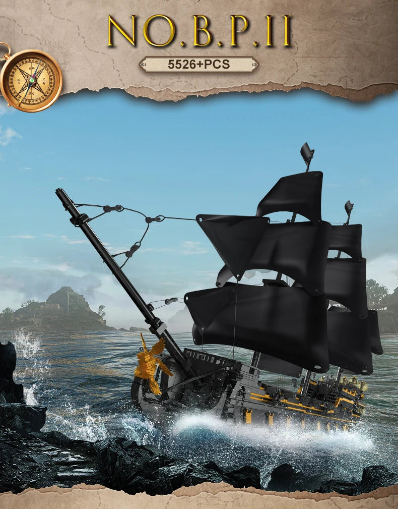 Mould King 13186 Pirate Ship Building Block Set The Big Black Pearl Kids Gift