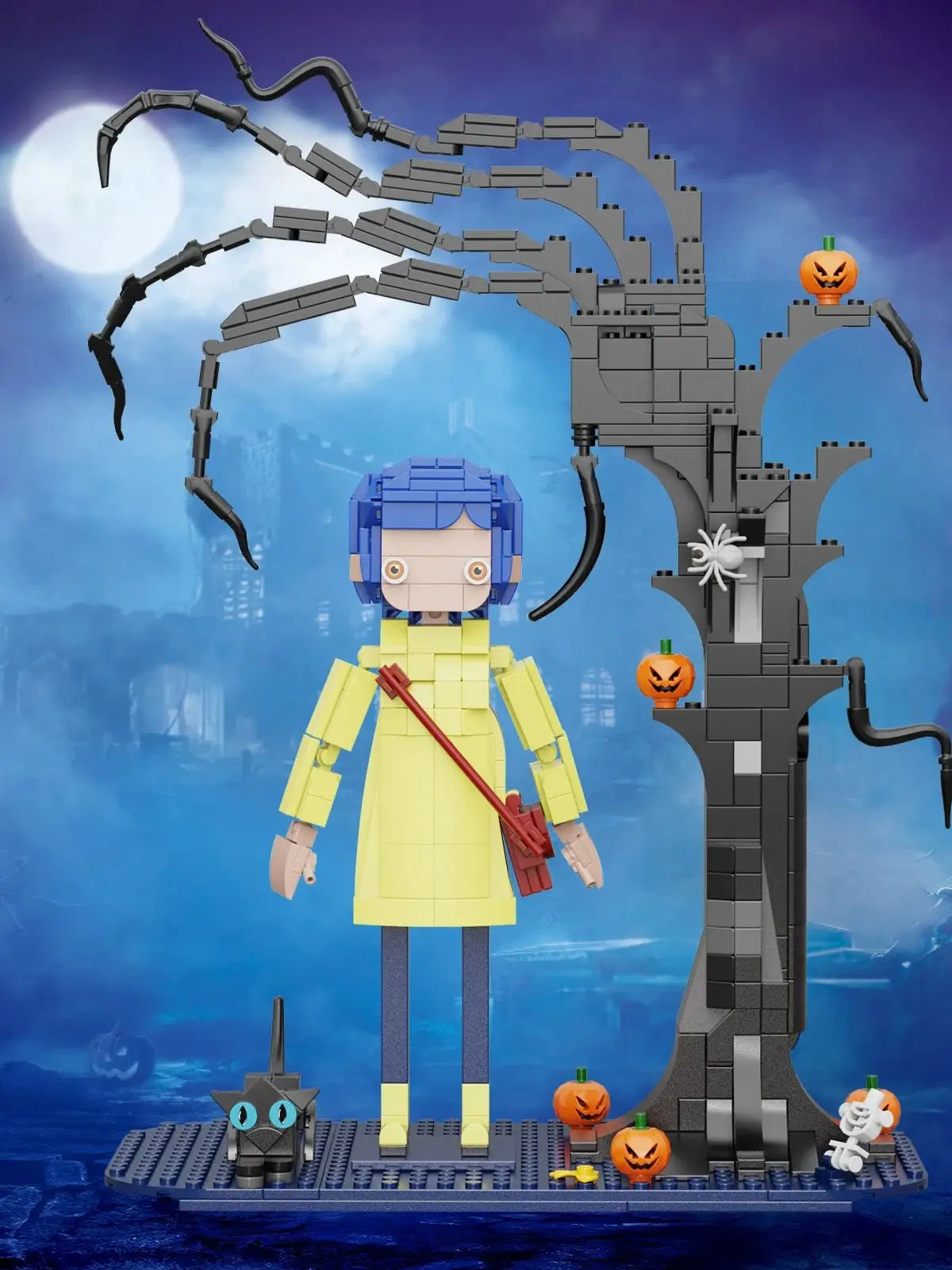 Halloween Coraline Jones Building Blocks Pumpkin Cats