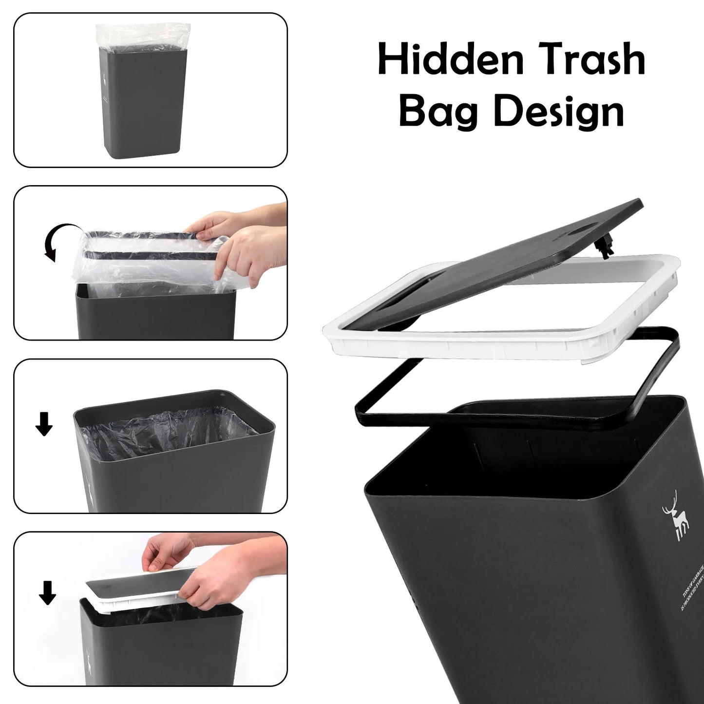 Trash Can With Lid 3 Pack 4 Gallons Press Top Dog Proof Bin