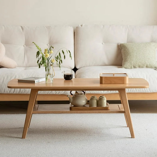 Solid Wood Coffee Table 39 Inch Mid Century Modern
