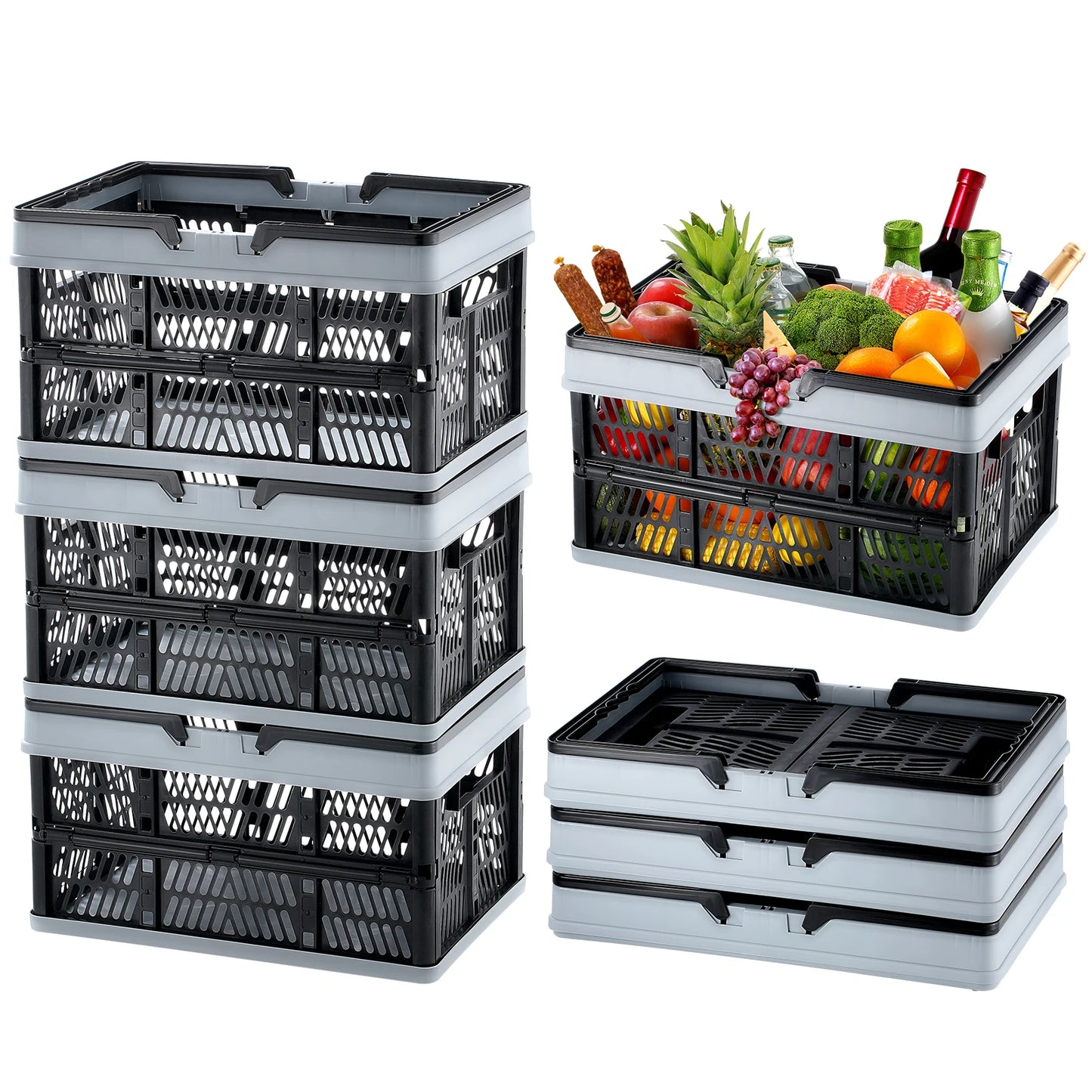 SucceBuy 3 Pack Foldable Storage Baskets With Handles