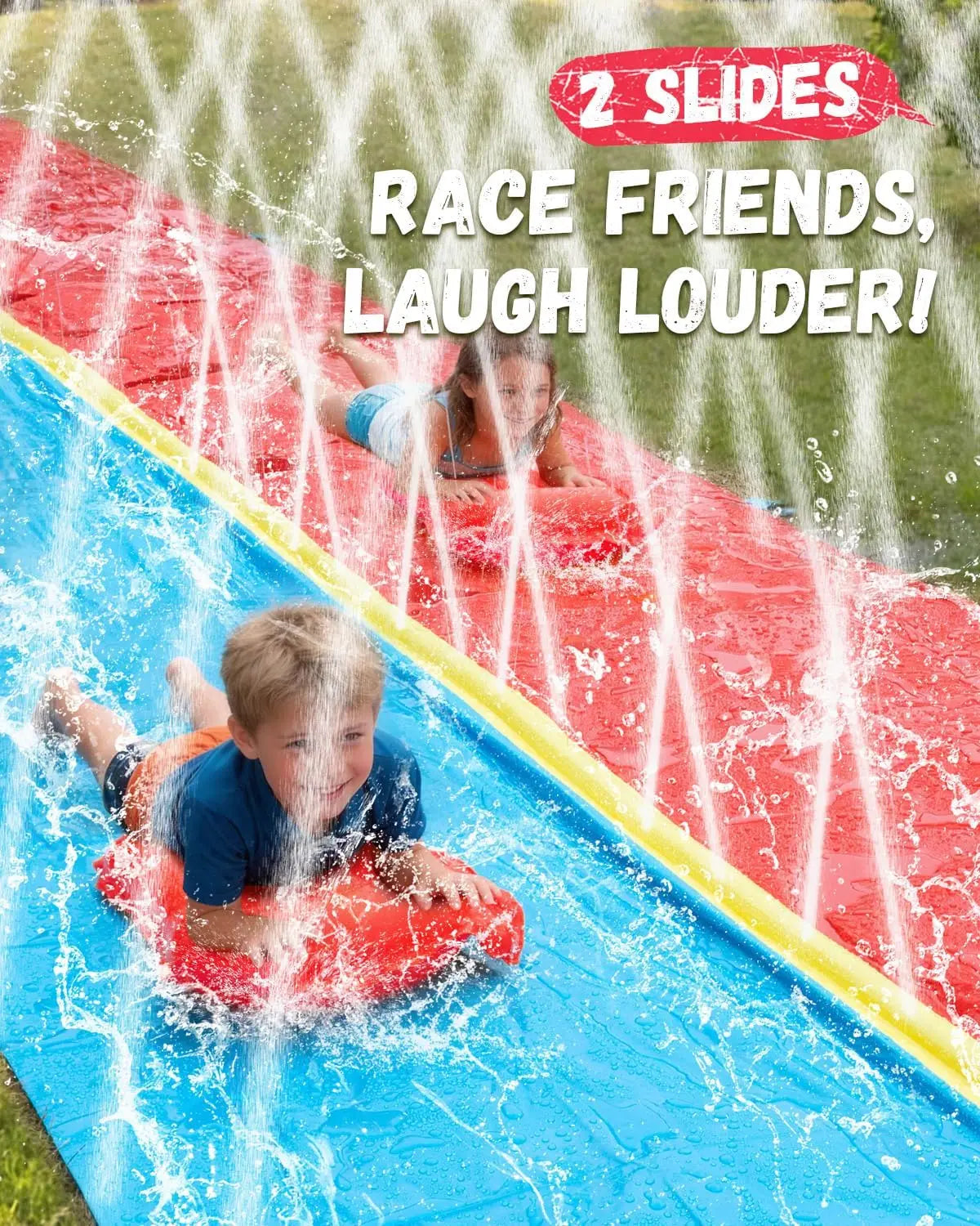 Extra Long 40ft Water Slide With Sprinkler And Two Lanes For Outdoor Summer Fun