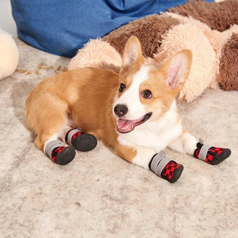 4 Pack Dog Winter Boots For Small Dogs Velvet Anti Slip Waterproof Shoes