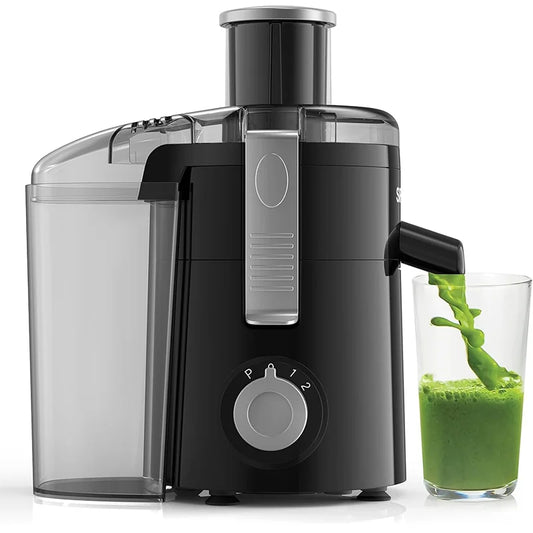 SiFENE Compact Centrifugal Juicer with Three Speed Settings Fast Juicer Machine for Fruit and Veggie Easy to Clean BPA Free Black