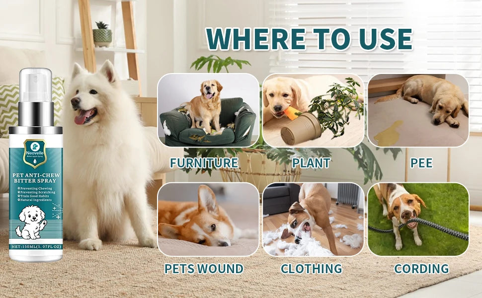 150ml No Chew Spray For Dogs No Alcohol Natural Bitter Deterrent Spray