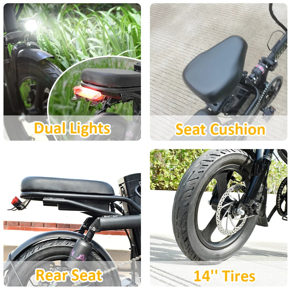 DeePower K300 Folding Electric Bike 21MPH 400W Motor